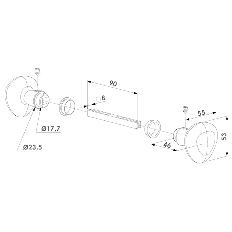 Locinox 3006RB poort klink – Rond – Aluminium – Stiftlengte 90 mm – RAL 9005