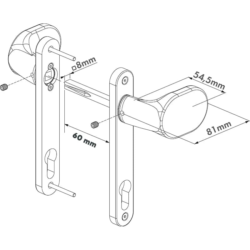 Locinox 3006PAD poort klink – Aluminium – Stiftlengte 60 mm – Vaste en/of roterende werking
