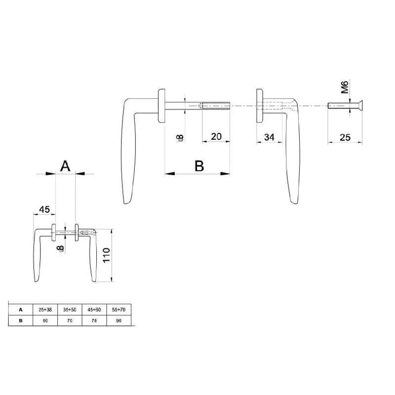 Poort klink – Aluminium – Zwart – Stiftlengte 40-50 mm
