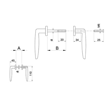 Poort klink – Aluminium – Zwart – Stiftlengte 50-60 mm