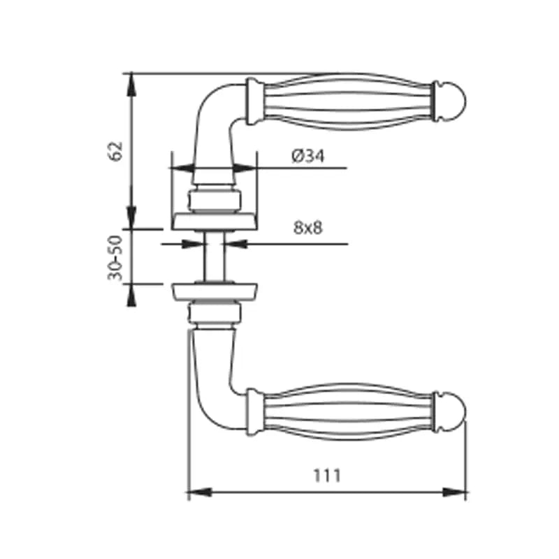 Comunello Valentina poort klink – Aluminium – Zwart – Stiftlengte 30-50 mm – Inclusief rozetten