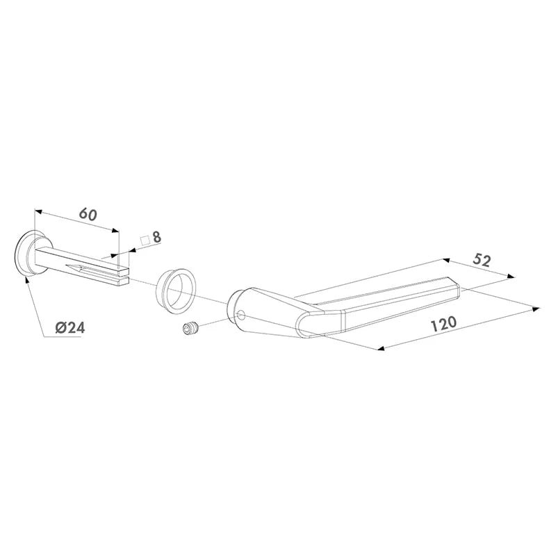 Locinox 3006M-2 poort klink – Half – Aluminium – Stiftlengte 60 mm