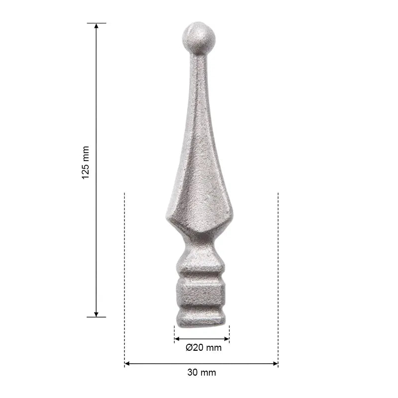 Hekpunt 30×125 mm – Voet 20 mm