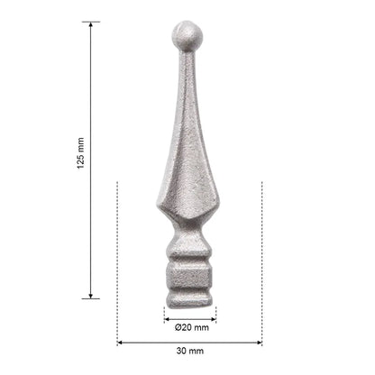 Hekpunt 30×125 mm – Voet 20 mm