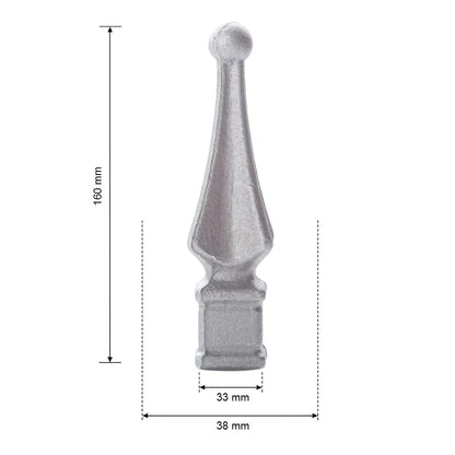 Hekpunt 38×160 mm – Voet 33 mm