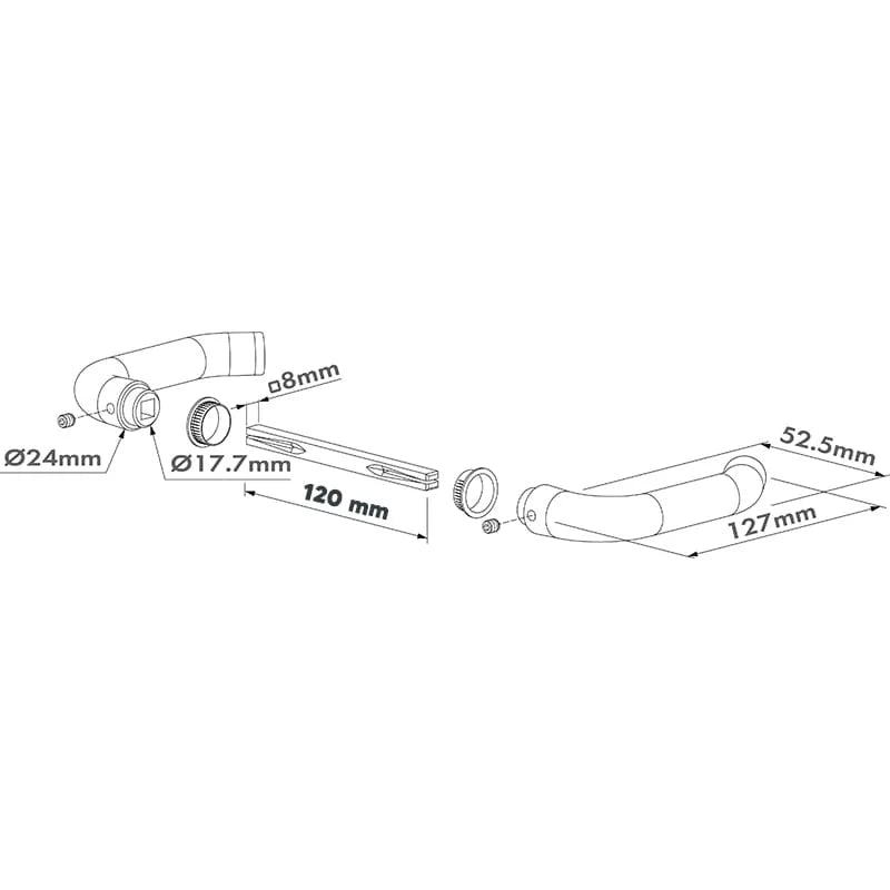 Locinox 3006D-H poort klink – Aluminium – Stiftlengte 120 mm – Voor insteeksloten