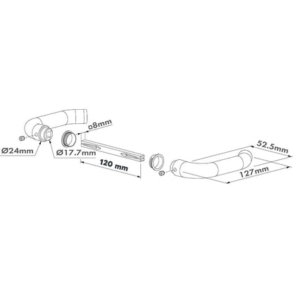 Locinox 3006D-H poort klink – Aluminium – Stiftlengte 120 mm – Voor insteeksloten