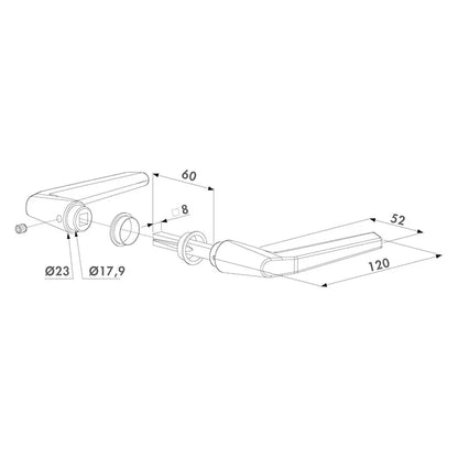 Locinox 3006M poort klink – Aluminium – Stiftlengte 60 mm – Standaard uitvoering