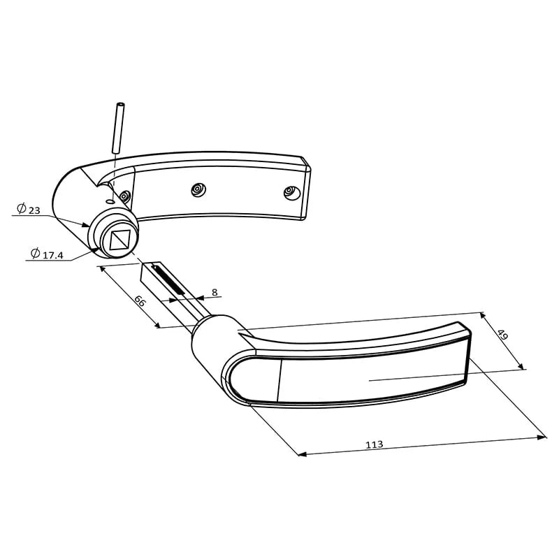 Locinox 3006P poort klink – Polyamide – Stiftlengte 66 mm – RAL 9005