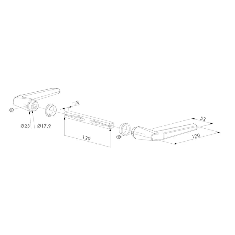 Locinox 3006M-H poort klink – Aluminium – Stiftlengte 120 mm