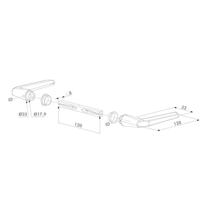 Locinox 3006M-H poort klink – Aluminium – Stiftlengte 120 mm