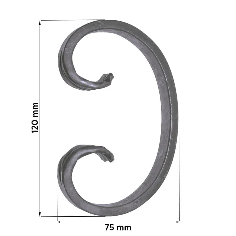 Grande Forge stalen sierkrul – C-krul – Serie C - 12x6 Materiaaldikte (mm)