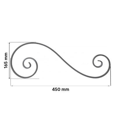 Grande Forge stalen sierkrul – S-krul – Serie S1 - 14 x 6 mm dikte