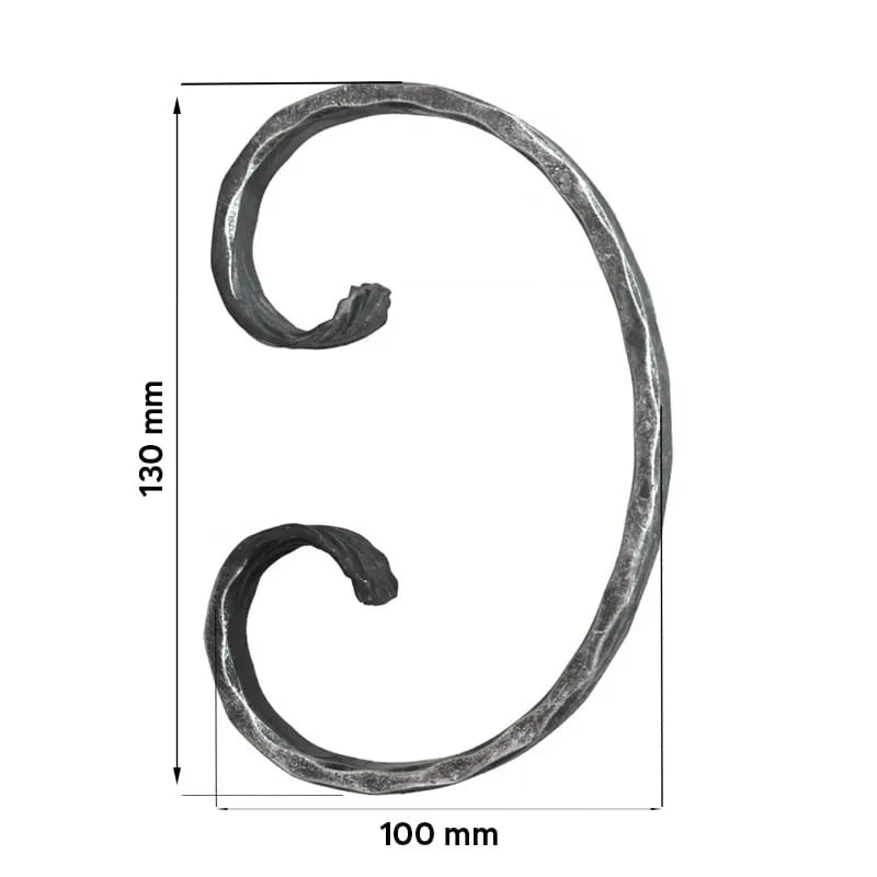 Grande Forge stalen sierkrul gehamerd – C-krul – Serie CM1 - 12 x 6 mm dikte