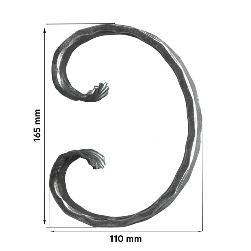 Grande Forge stalen sierkrul gehamerd – C-krul – Serie CM1 - 12 x 6 mm dikte