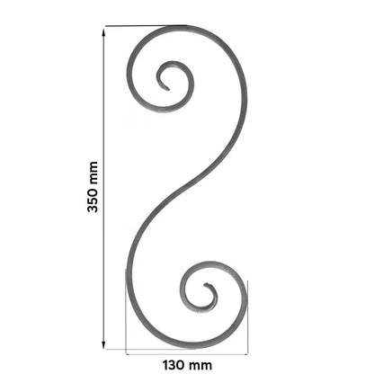 Grande Forge stalen sierkrul symmetrisch – S-krul – Serie S2 - 14 x 6 mm dikte