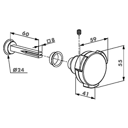 Locinox KIDLOC-2 enkelzijdige kindveilige veiligheidsknop – Aluminium/polyamide – Stiftlengte 60 mm